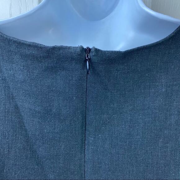 Floral Embroidered Linen Sheath Dress Gray 6 AGB Beyer California - Picture 6 of 6